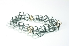 oxidised sterling silver cube necklace