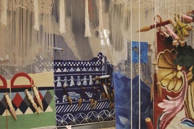 Tapestries on loom