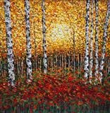 Birch Trees with Golden Haze - Alison Cowan