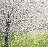 Blossom on Lime 50 x 50 cm - Alison Cowan