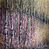 Silver Birch on Mauve - Alison Cowan