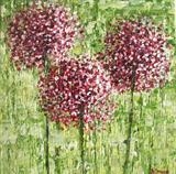 Three Pom Poms on Lime - Alison Cowan